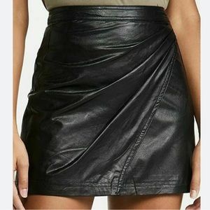 Free People Faux Leather Black Mini Skirt